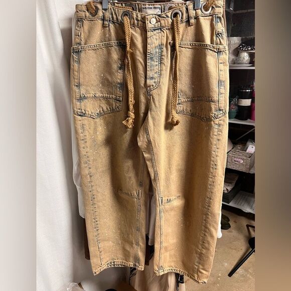 Free People Tan Wide Leg Jeans - Picture 4 of 6